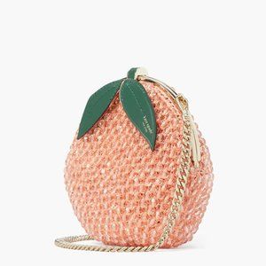 Kate Spade Bellini Embellished Crochet 3D Peach Crossbody Guava Juice